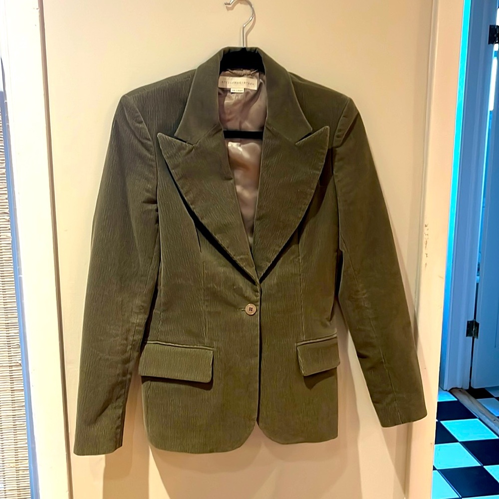 Sage green corduroy blazer.
